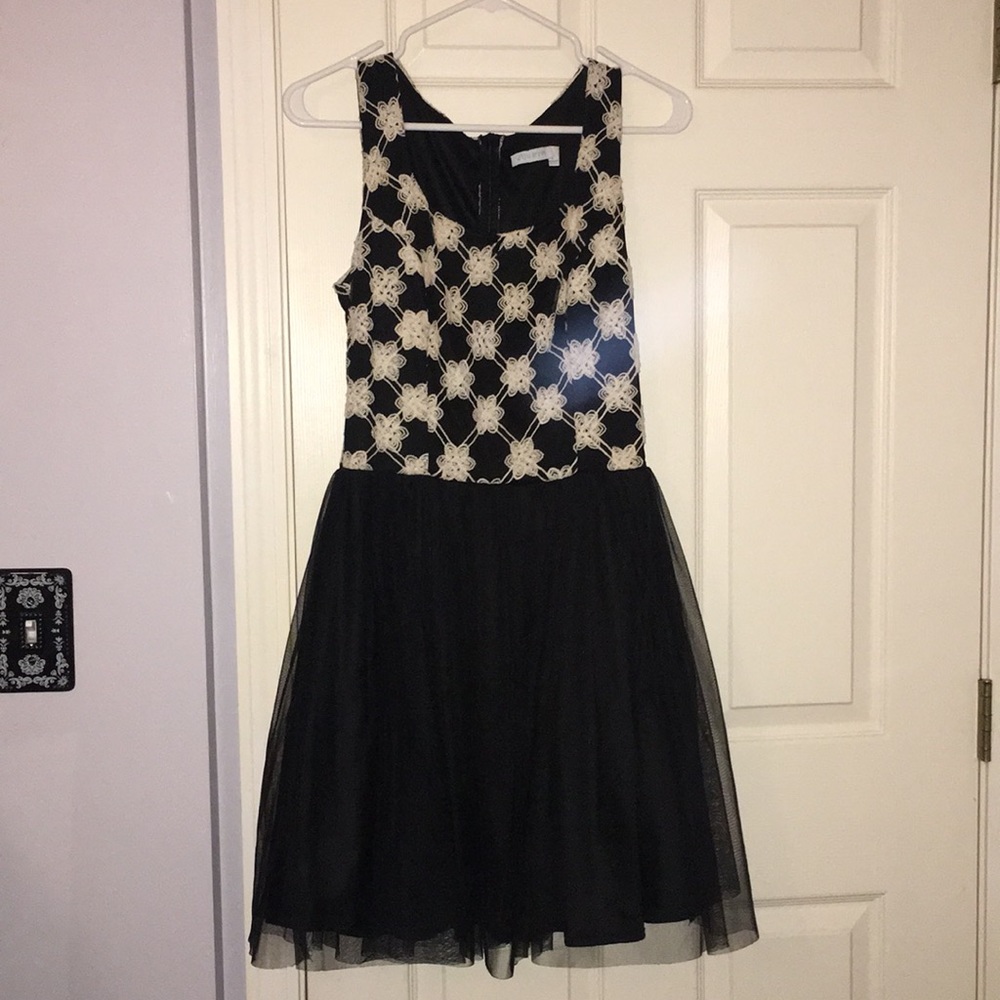 Black and white tulle formal dress